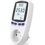 Wattmètre Prise, Compteur d'énergie AC 185V 264V Compteur de consommation d'énergie, Prise de Moniteur d'utilisation de l'électricité avec écran LCD