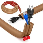 Bocguy Cache Cable Sol, Petit Canal de câble Flexible,1M x 2cm Goulotte Passe Cable Sol Silicone, Cache Fil Électrique Sol Auto-Adhésif Facile à Couper Montage pour Tous Les Câbles (Marron-Arrondi)