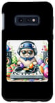 Coque pour Galaxy S10e Cat As DJ Mixing Tracks With Holiday Eggs As Records. Pâques