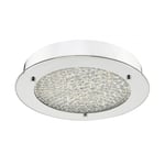 dar lighting PET5250 Peta Crystal Beads LED Flush Bathroom Ceiling Light IP44 Polished Chrome Small