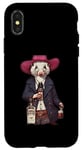 Coque pour iPhone X/XS Opossum américain dans un chapeau de cowboy buvant une bouteille de whisky