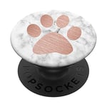 PopSockets Empreinte de patte de chien rose sur poignée de téléphone PopSockets PopGrip - Support et Grip pour Smartphone/Tablette avec un Top Interchangeable