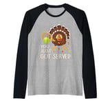 You Just Got Served Funny Turkey Tennis Thanksgiving Tennis Raglan Baseball Tee