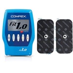 Compex Electrostimulateur Fit 1.0, Bleu, Taille Unique + Sachet de 2 électrodes Noires 5x10 cm, 1 Snap