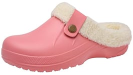 ChayChax Femme Hiver Sabots Fourrées Homme Pantoufles Chaud Peluche Chaussons Maison Imperméables Chaussures de Jardin Intérieur et Extérieur,39/40 EU,Rose