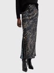 AllSaints Bryony Leopard Print Maxi Slip Skirt, Jinx Golden Brown