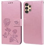 PKQTOP Phone Case for Samsung Galaxy A13 4G with Kickstand,Card Slots,Silicone Bumper,Shockproof,Flip Wallet Leather Protective Cover for Samsung Galaxy A13 4G(6.6'') Pink