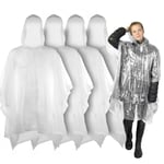 5 x Waterproof Rain Poncho  Adult Disposable Emergency Camping Hiking Festival