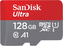 SanDisk 128GB Ultra microSDXC card + SD adapter, Memory Full HD, 