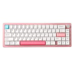 YUNZII AL66 Clavier Mécanique sans Fil, 65% Bouton de Commande en Aluminium Jeu Clavier Bluetooth / 2.4G / Filaire Hot Plug Switch, Clavier RGB pour Win/Mac (Interrupteur à Lait, Rose)