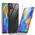 LeYi Case for Samsung Galaxy A12 / M12 and Screen Protector Tempered Glass [2 pack],Armour Shockproof Cover Crystal Clear Slim Soft Silicone Protective TPU bumper Phone Case for A12 Clear