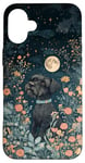 iPhone 16 Plus Miniature Schnauzer Moon Flowers Cottagecore Dog Mom Case