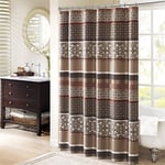 Madison Park Princeton Geometric Jacquard Fabric Shower Curtain, Transitional Shower Curtains for Bathroom, 72 X 72, Red