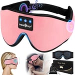 MUSICOZY Bluetooth Sleep Mask,Upgraded 3D Sleep Headphones Eye Mask with Headphones for Men & Women,Wireless Music Sleep Mask Sleeping Headphones for Travel/Nap/Yoga/Meditation/Night (Pink)