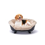 Ferplast Dog Bed & Cat Bed with Cushion, Dog Bed Washable, Raised Dog Bed, Plastic Dog Bed Small, Dog Basket & Cat Basket, Breathable & Antislip, SOFA' THRONE 73 x 55 x h 32 cm, Black