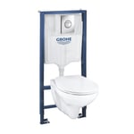 Grohe Solido Set pour WC suspendu + cuvette et abattant softclose Bau Ceramic, plaque de déclenchement Sail, chrome 39499000