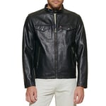 Levi's Men's Faux Leather Trucker Racer Jacket, Black, Large