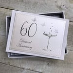 WHITE COTTON CARDS 60th Diamond Anniversary, Mini Photo Album, Champagne Glasses, White, 12.5x17.5x2.5 cm