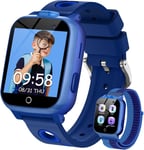 Montre Connectée Enfant- 26 Jeux De Puzzle, 13 Habitudes De Réveil, Appel Sos, Etanche Ip68 Montre Connectee Garçon Fille Avec Livres Audio, Apprentissage Des Mots, Mode Scolaire, Podomètre, Bleu