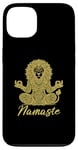 Coque pour iPhone 13 Namaste Lion avec mandala amusant pour le yoga et la méditation