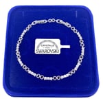 Bracelet Tennis 3mm Massif 8 Pl. or Blanc 18k avec des Cristaux Swarovski B30