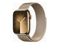 Apple Watch Series 9 (GPS + Cellular) - 45 mm - guld, rostfritt stål - smart klocka med milanesisk loop - 64 GB - Wi-Fi, LTE, UWB, Bluetooth - 4G - 51.5 g
