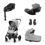 cybex GOLD Balios Silver i-Size Black Adapter Barnvagnset S Lux Lava Grey inkl. liggdel S Lux Lava Grey, bilbarnstol Cloud G Plus Moon Plus och basstation Base