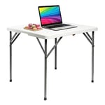 Todeco Table Pliante de Jardin Carrée, Traiteur Pliante Table 86 x 74cm, Table Transportable pour Camping BBQ Barbecue Pique-Nique, Pieds en Acier Pelliculé Gris