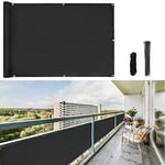 CCLIFE Brise-Vue pour Balcon, avec Oeillets et Serre-câbles, Coupe-Vent et résistant aux UV, Noir/Anthracite