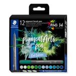 Staedtler - Brush Pen Pigment Cool 12 stk assorteret