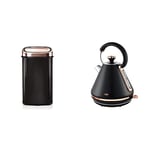 Tower T80904RB Kitchen Bin with Sensor Lid, Automatic Soft-Close, 58 Litre, Black and Rose Gold & T10044RG Cavaletto Pyramid Kettle with Fast Boil, Detachable Filter, 1.7 Litre, 3000 W