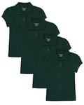 The Children's Place Girls' Short Sleeve Ruffle Pique Polo Multipack Shirt, Spruce Green 4-Pack, L (Pack of 4)