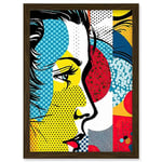 Artery8 Modern Abstract Woman Face in Profile Comic Book Style Red Yellow Geometric Halftone Artwork Framed Wall Art Print A4