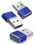 BASESAILOR Adaptateur USB vers USB C 3 Pack,Type C Femelle USB A Mâle Convertisseur Chargeur pour iPhone 16 15 14 13 12 Pro Max,iPad Air 4 5 Mini 6 7 Génération,AirPods 3 4,iWatch Apple Watch 8 9 10