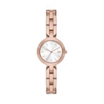 DKNY Montre pour Femme City Link, Mouvement à Trois Aiguilles, Boîtier en Acier Inoxydable or Rose de 26 mm avec Bracelet en Acier Inoxydable, NY6628