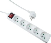 EXPERT LINE - Multiprise électrique 5 prises multiple - Bloc multiprise 5 prises + interrupteur, rallonge multiprises - 5P / 16A / 3G1mm² - Blanc - Protection enfant