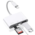 AXFEE Lecteur de Carte SD pour i-Phone/i-Pad, 4 en 1 Adaptateur Light-ning vers Carte SD, Adaptateur Carte de Caméra SD, Lecteur SD Compatible avec i-Phone 14 13 12 11 X XS XR 8 7, i-Pad Mini Air Pro