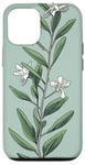 iPhone 12/12 Pro Leaves Botanical Plant Line Art Sage Green Wildflower Floral Case