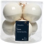 Iperbriko - Ensemble de 6 boules de Noël 8 cm crème