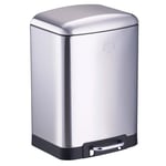 Dirt Devil Pedal Bin 12 L - Kitchen Waste Bin with Soft Close - Stainless Steel Waste Bin - Removable Inner Bucket - Kitchen Rubbish Bin - 27.5 x 25.5 x 40.2 cm - Silver