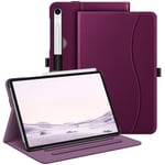 FINTIE Coque pour Samsung Galaxy Tab S9 FE 10.9 Pouces/Tab S9 11 Pouces 2023 - Housse Multipositions Ajustables, Etui avec Poche de Document, Fonction Sommeil/Réveil Auto, Pourpre