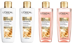 2 x L'OREAL SET - Age Perfect Cleansing Milk & Refreshing Toner  (4 x 200ml)