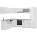 Vicco - Cuisine en angle R-Line, Blanc, 227 x 287 cm sans plan de travail