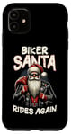 Coque pour iPhone 11 Biker Santa Rides Again Funny Xmas Cool Moto Rider