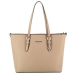 flora & co Grand Sac à Main Femme - Cabas Fourre-Tout Simili Cuir PU Rigide - Sac Elégant Ville Travail Lycée - Shopper Porté Epaule Bandoulière Grande Capacité A4 - Mode Chic - Beige Taupe