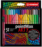 Stylo feutre STABILO pointMax - Etui carton de 32 Feutres pointe moyenne, Coloriage Adulte, Gamme ARTY