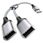 ANDTOBO Câble Répartiteur USB 1 vers 2, USB 2.0 A Mâle vers Double USB Femelle pour PC, Ordinateur Portable, iPhone, Souris, Clavier, Imprimante, Lampes LED USB