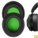 Geekria QuickFit Protein Leather Replacement Ear Pads for Razer Kraken Pro V2, 7.1 V2, 7.1 Chroma V2, Kraken Pro V2 Pewdiepie/Stormtrooper Edition Headphones Ear Cushions, Ear Cups (Black/Green)
