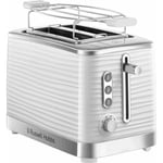 Grille-Pain - RUSSELL HOBBS - Inspire Blanc - 1050 W - Fentes extra larges - Technologie Lift’n Look, réchauffage, décongélation