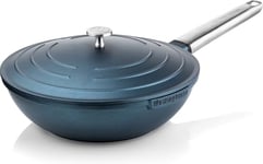 Westinghouse PERFORMANCE SERIES Wok Poêle Wok avec couvercle - 28 cm - Compatible induction - Pour induction, tous feux et four - Poignée Cool Touch en acier inoxydable - Bleu (WCCW0095028BL)